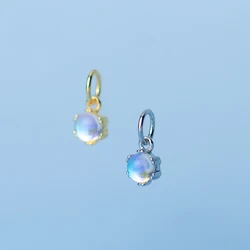 925 Silver Charms Round Stone Pendant Charms DIY Pendant Necklace Accessries Jewelry Silver 925 Plated