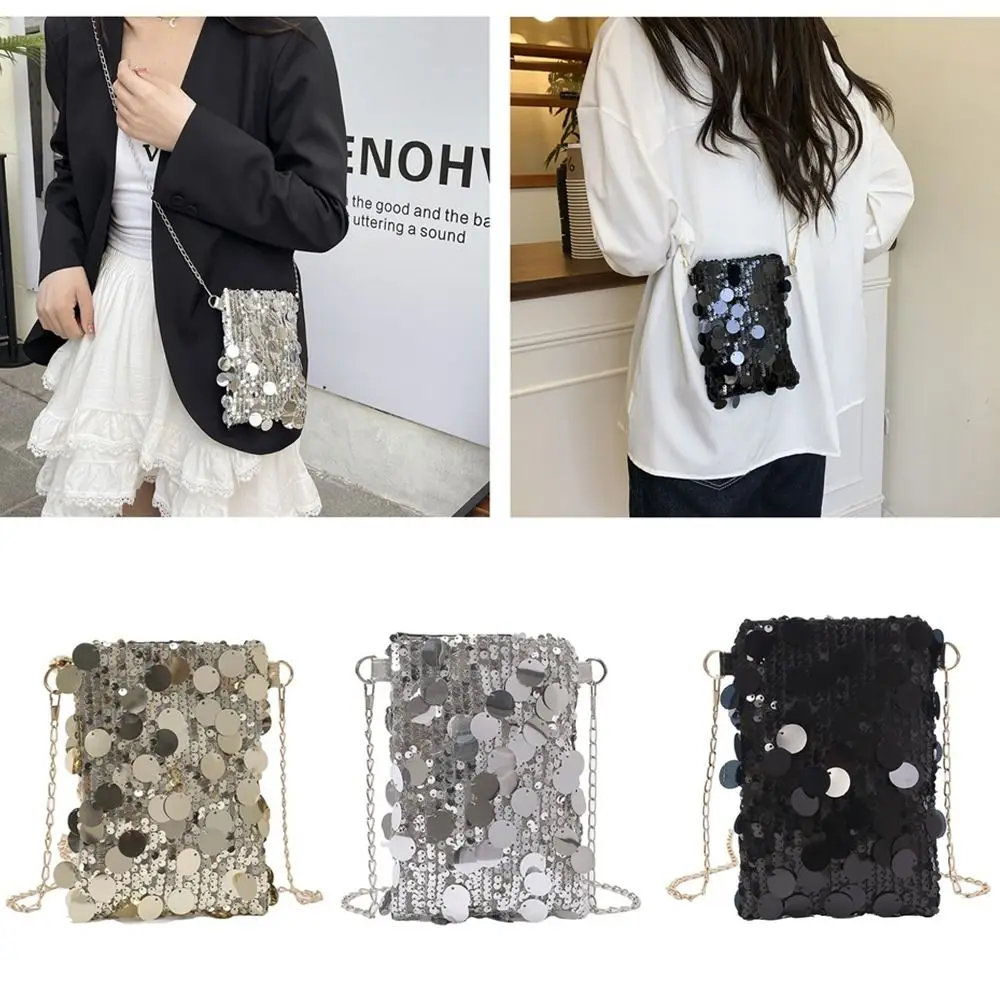 Fashion Portable Sequined Shoulder Bag Large Capacity Multifunctional Phone Purse Chain Crossbody Bag Women