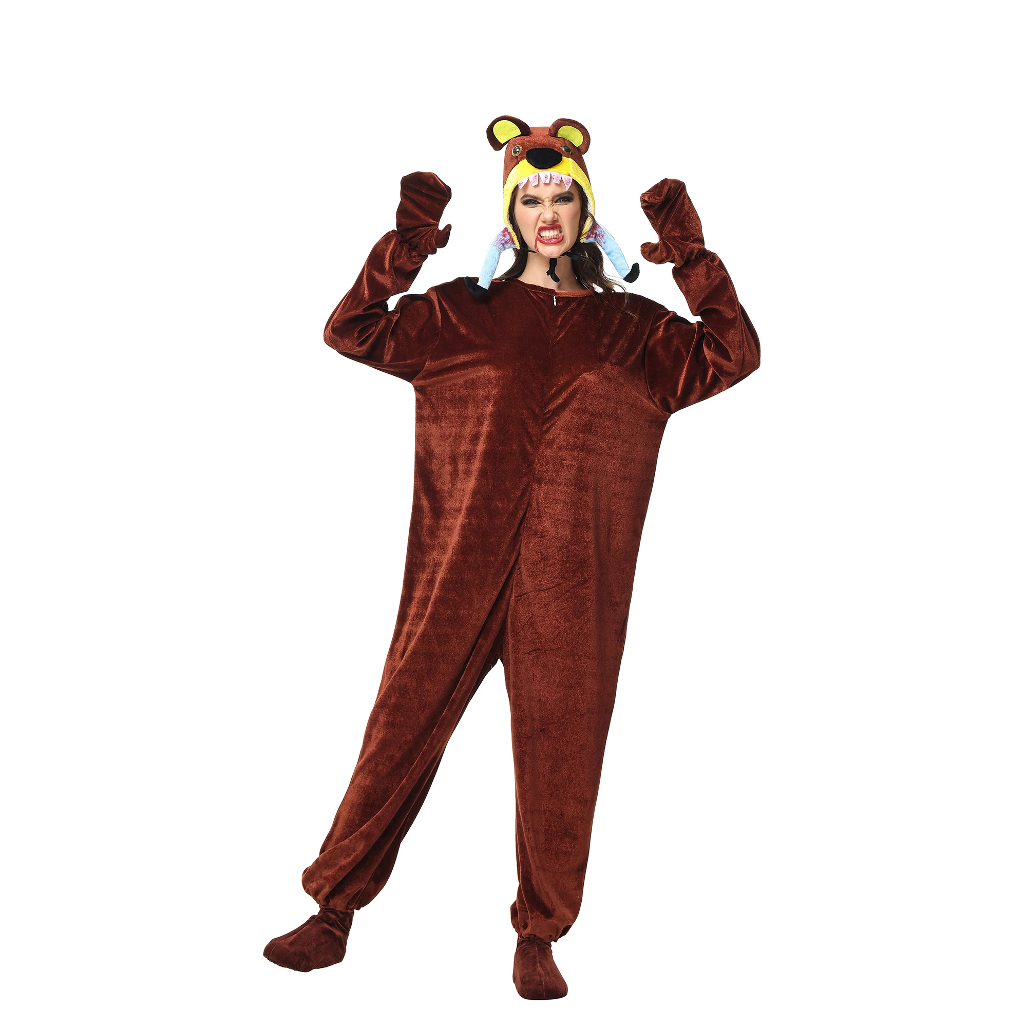 Adult Unisex Halloween Costumes for Women Carnival Jumpsuit Animal Cute Bear Cosplay Costume