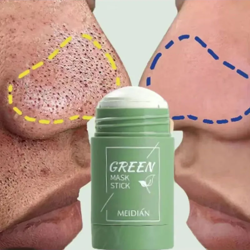 Green Tea Remove Blackhead Solid Mask Dispel Acne Blemish Cleansing Stick Mask Shrink Pores Tighten Whitening Facial Skin Care