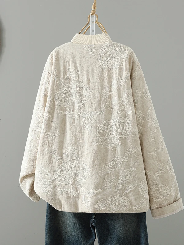 Retro Chinese Embroidered Cotton Jaet Women's Winter Thiened Slim Fit round Ne down Jaet Lightweight Comfortable