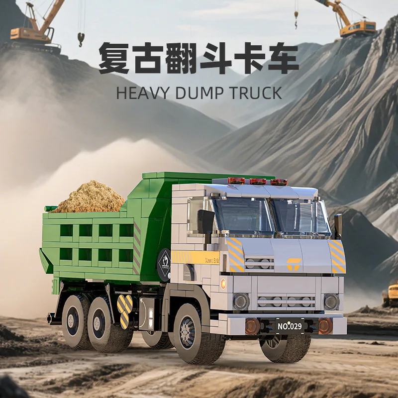 DIY Assembled European Vintage Dump Trucks Wholesale for Older Children's Toys Educational Building Blocks