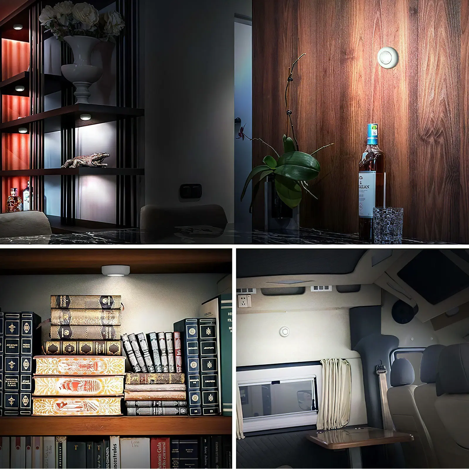 

Набор из 8 сенсорных светильников: портативные ночники с кнопочным управлением, самоклеящиеся, для шкафов, гардеробов, автомобилей