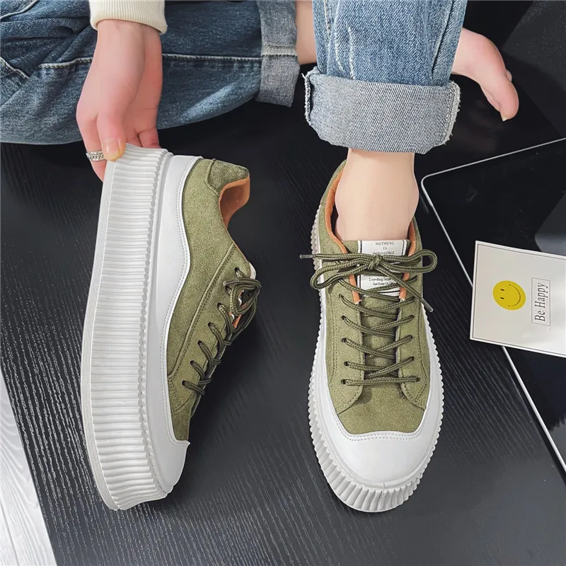 Men's Casual Canvas Shoes Fashion Lace Up Platform Canvas Sneakers Hip Hop Skateboard Casual Shoes Men Vulcanized Shoes