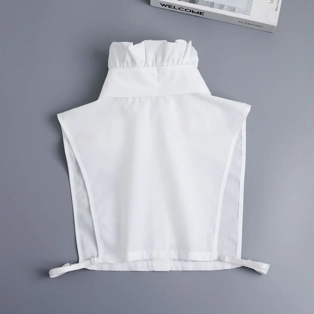 Nuova decorazione con fiocco in cotone con volant, colletto finto nero staccabile, camicia bianca, colletto falso da donna