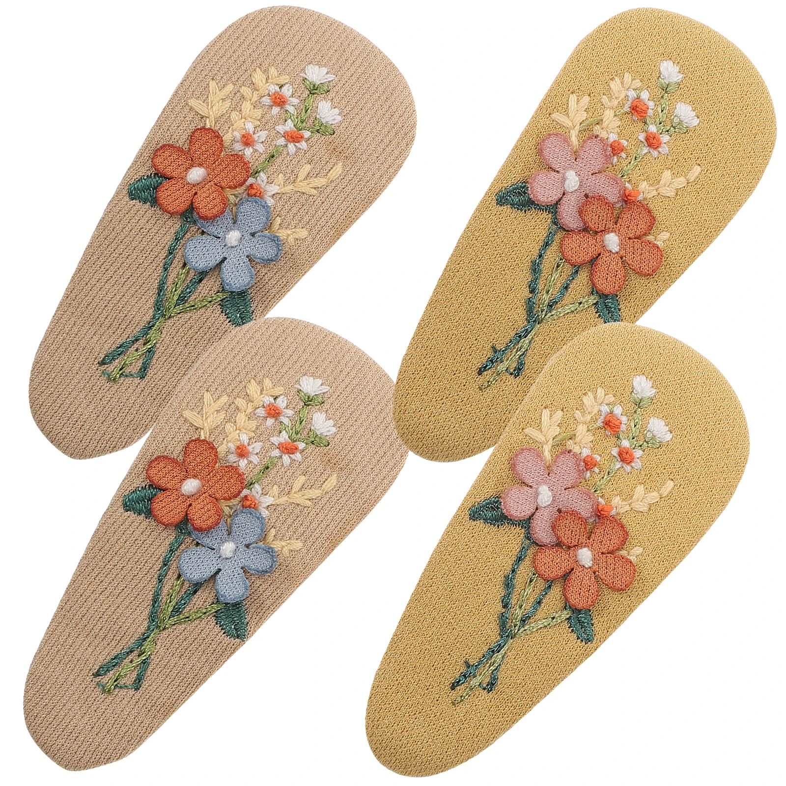 

Retro Hair Clips 2 Pairs Fabric Barrettes Girls Accessories Soft Cloth Alloy Material Bright Colors Spring Summer