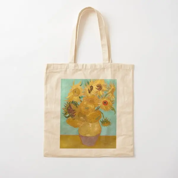 Vase With Twelve Sunflowers By Vincent V  Canvas Bag Fashion Designer Ladies Foldable Shopper Handbag Reusable Fabric Tote