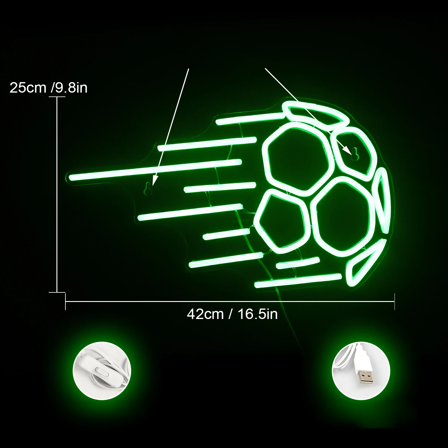 Fußball führte Neonlicht Zeichen kreatives Design Logo USB angetrieben hängende Kunst Wand lampe Raum dekoration für Fitness studio Sport Club Schlafzimmer