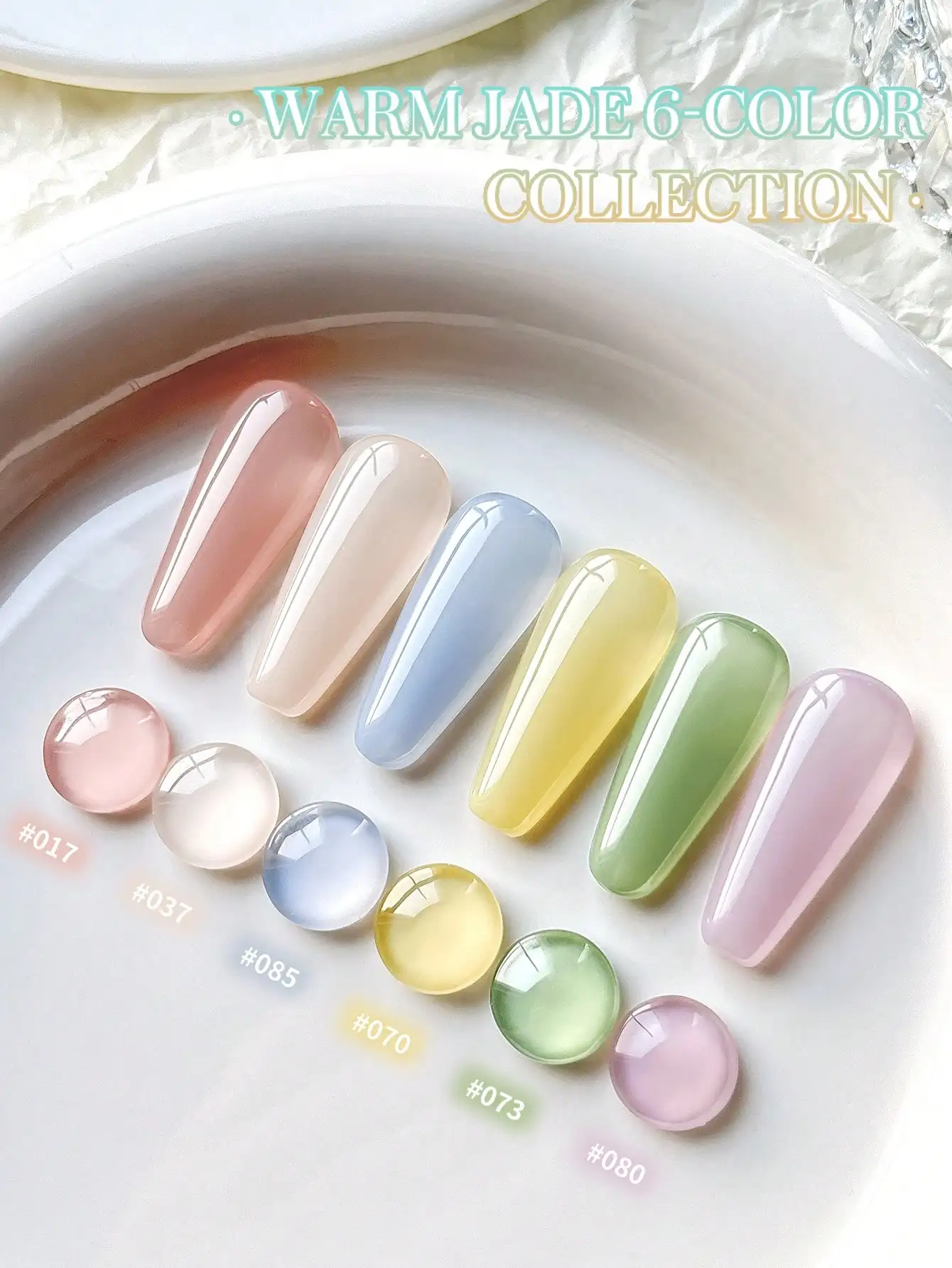 6pcs 15ml Warm Jade Jelly Ice Gel Nail Polish Set, Long-lasting Popular Color Gel Varnish Kit, Soak Off UV/LED Gel Polish