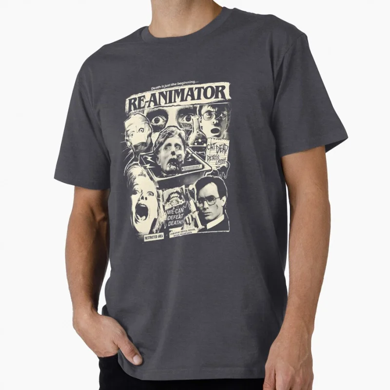 DOCTOR DEATH DEFEATED Re Animator 1985 Retro zombie horror movie Scary Halloween Gift T shirt Large size Tops printed clothes