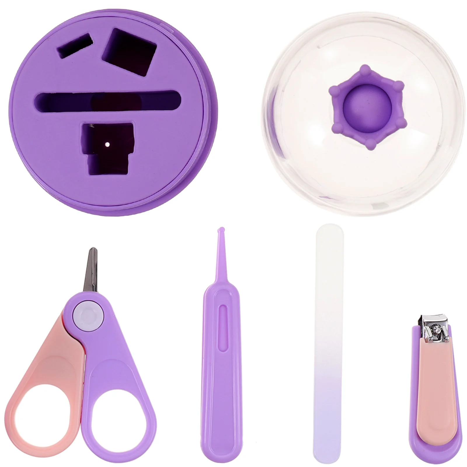 

Baby Nail Clippers Kit Bright Color Storage Case for Newborn Infant Baby Shower Gift Nail Care Scissors Stainless Steel Blades