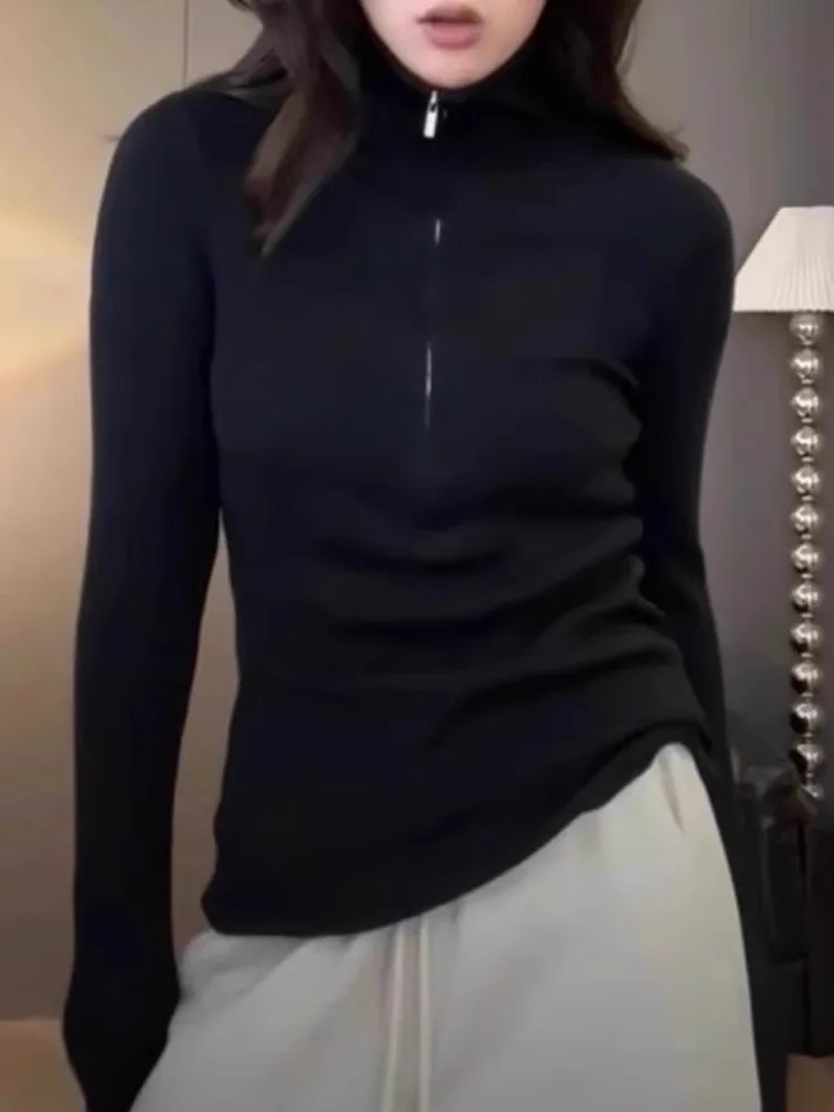 

Универсальный цвет, повседневная длинная све, удобная толстовка с капюшоном на молнии, весенний новый вязаный топ для молодых женщин