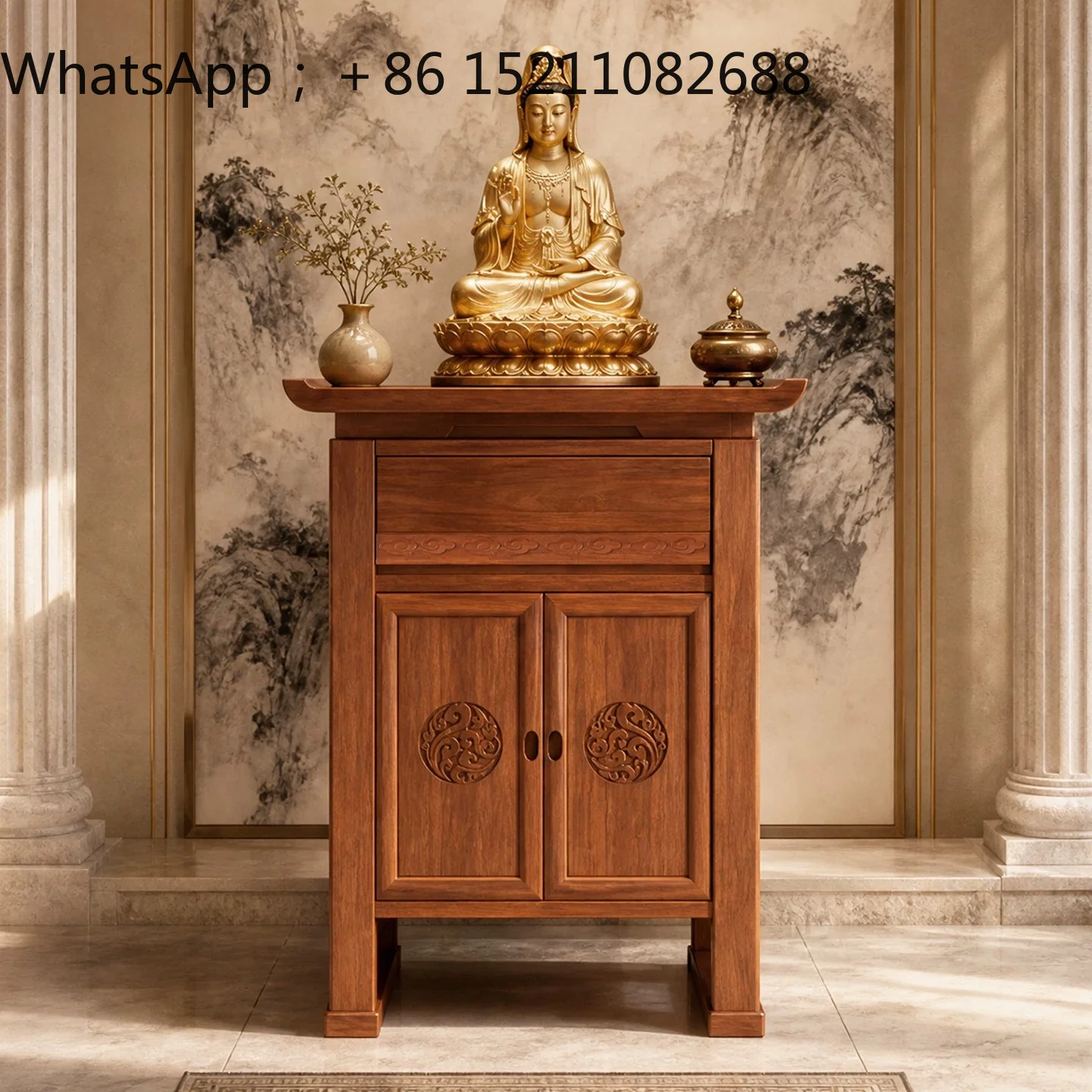 LLY New Chinese Solid Wood Offering Table Buddhist Table Household Offering Table Simple Locker Buddhist Hall Case
