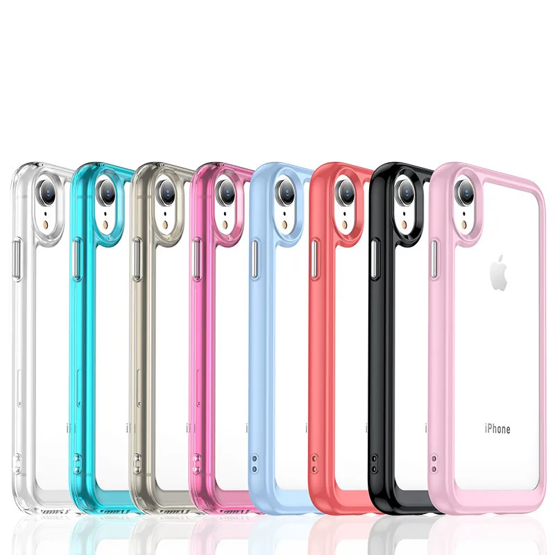 For iPhone XR Case iPhone X XR XS Max Cover Shockproof Colorful Soft Edge Silicone Transparent Bumper For iPhone XR 6.1 inch