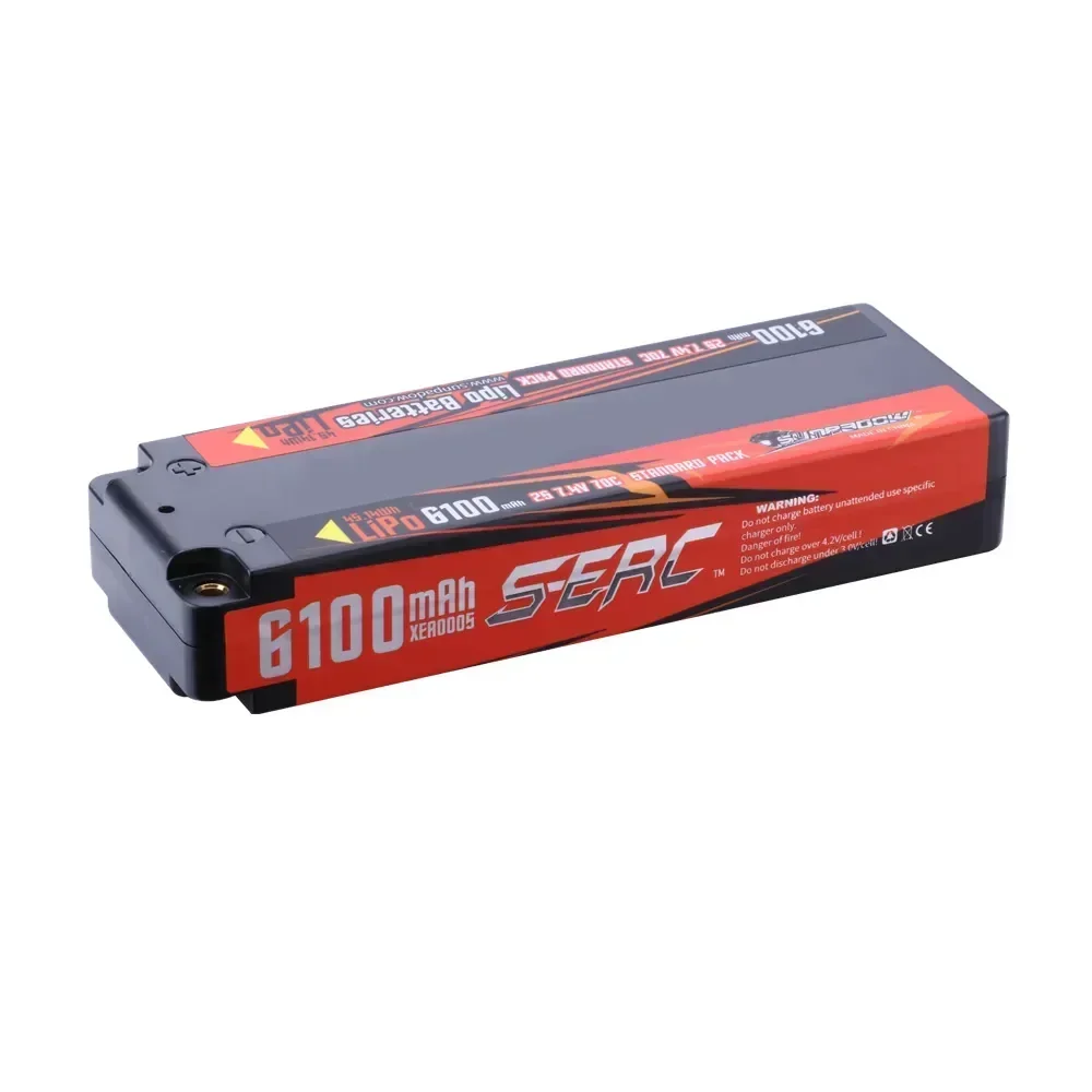 7.4V 2S Lipo Battery for 6100mAh 70C Hard Case with  4mm Bullet  RC Truck Car Truggy Trains Buggy Vehice Hobby