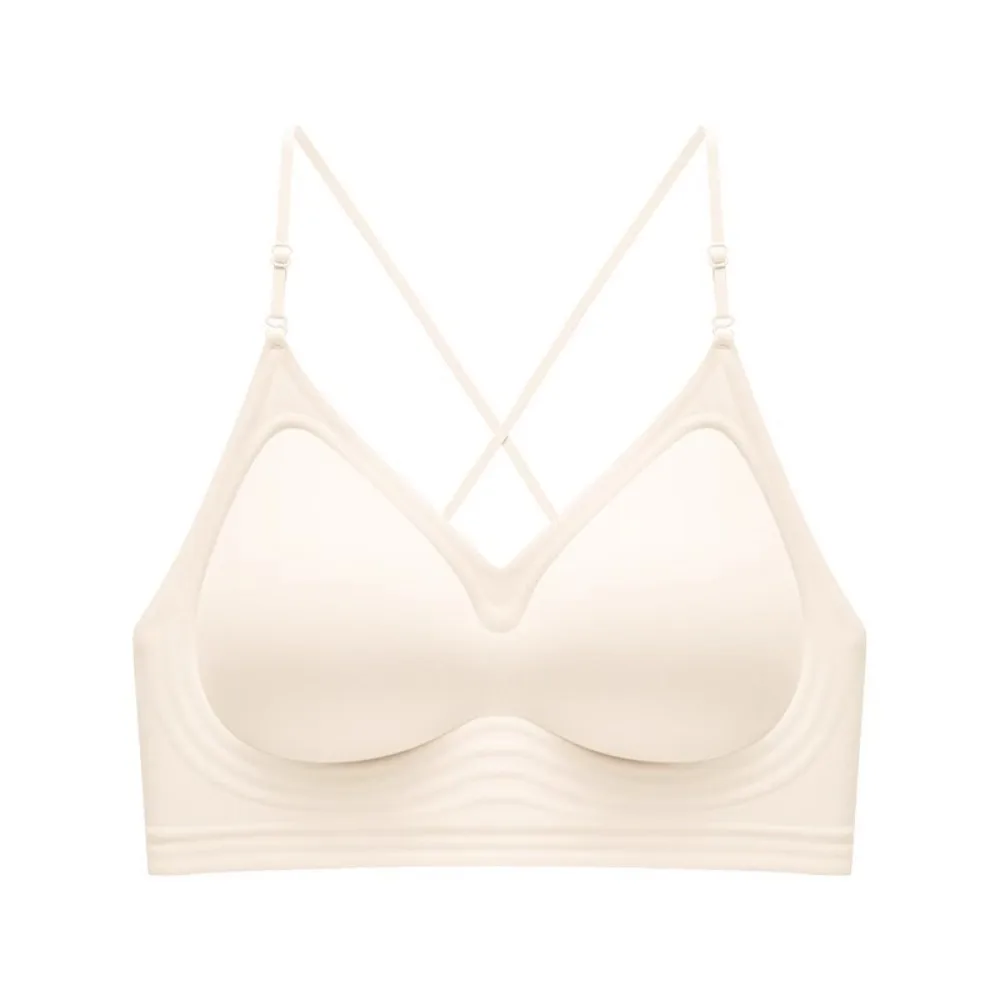 

New Thin Straps Halter Neck Bra Solid Color Seamless Backless Lingerie Breathable Comfortable to Wear Sports Vest