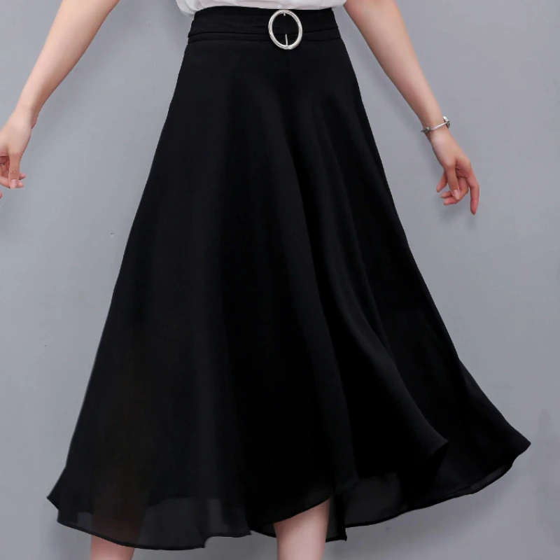 

Women's Skirt New In Chiffon Midi Female Skirts Streetwear Modest Chic And Elegant Korean Style Offer Original Hot Summer 2024