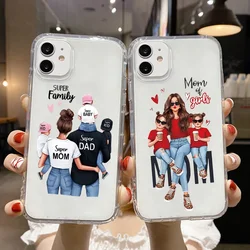 Fashion Super Mom Dad Phone Case For iPhone 15 14 13 12 11 Pro MAX Mini XR XS X SE 7 8 Plus Cover Boy Girl Baby Shell Fundas