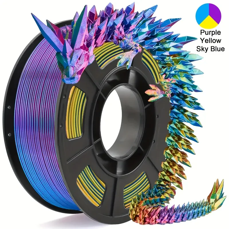 

Трехцветная шелковая нить PLA 1,75 мм, нить для 3D-печати, как радужная нить, 250 г (0,55 фунта) Нить для 3D-принтера
