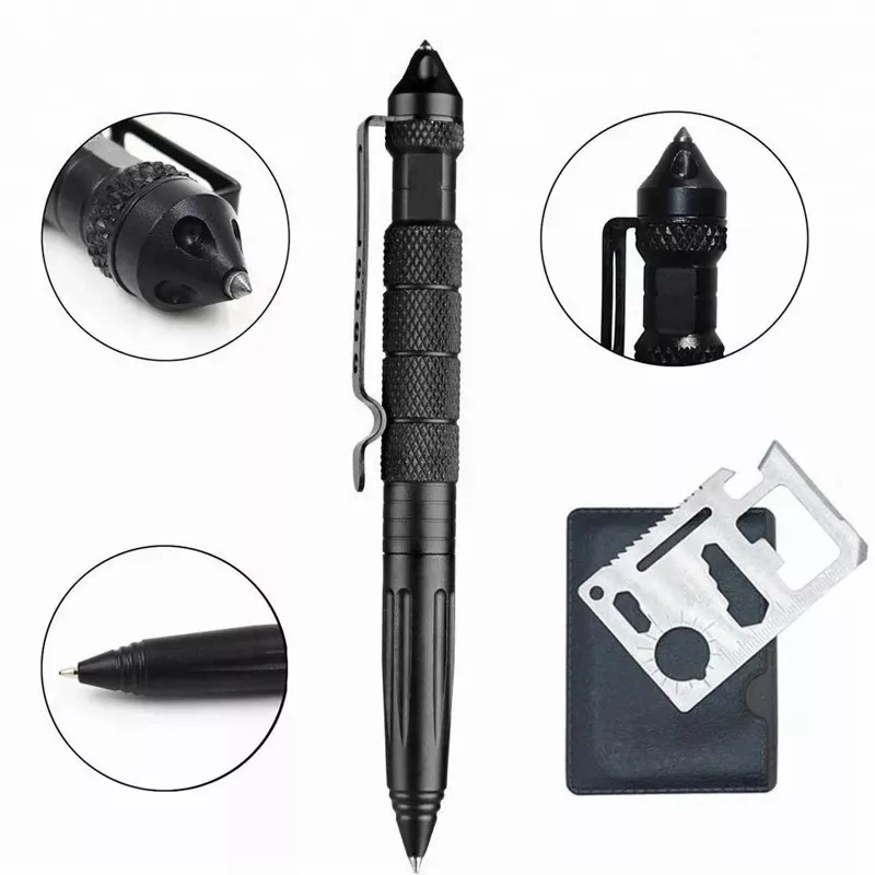 DulPen de défense multifonction en alliage d\'aluminium antidérapant, arme d\'autodéfense portable, brise-verre en métal dur, kit de survie