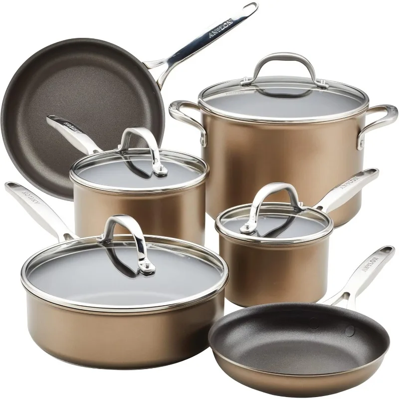 

Hard Anodized Non-Stick Cookware/Pan Set - Safe on all stovetops (gas, glass top, electric and induction), dishwasher and oven