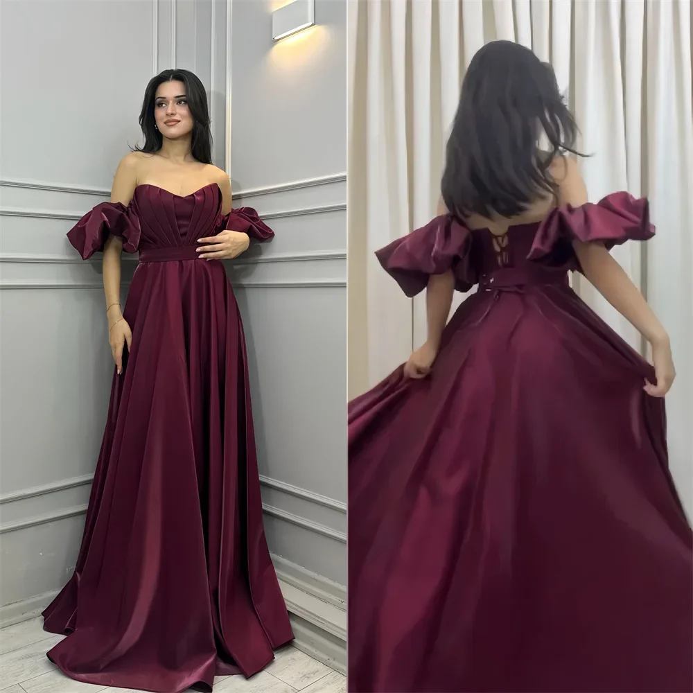 

Customized Saudi Arabia Prom Dress Dearin Off-the-shoulder A-line Floor Length Open Back Skirts Draped Bespoke Occasion Dresses