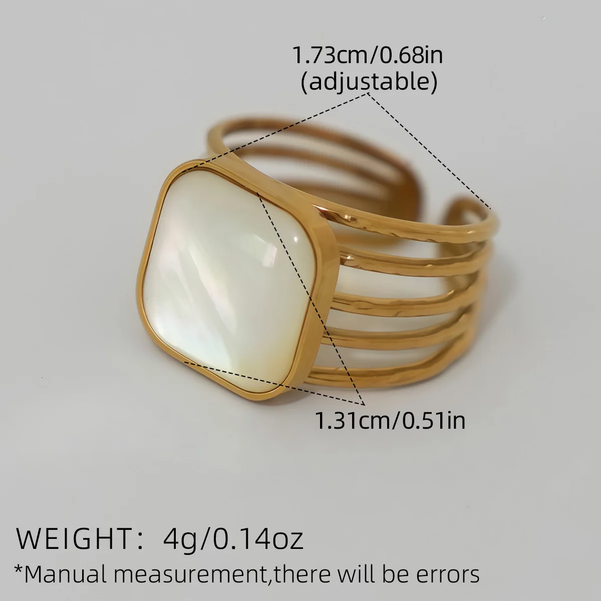 Women's 18K Gold Plated Adjustable Stainless Steel Ring