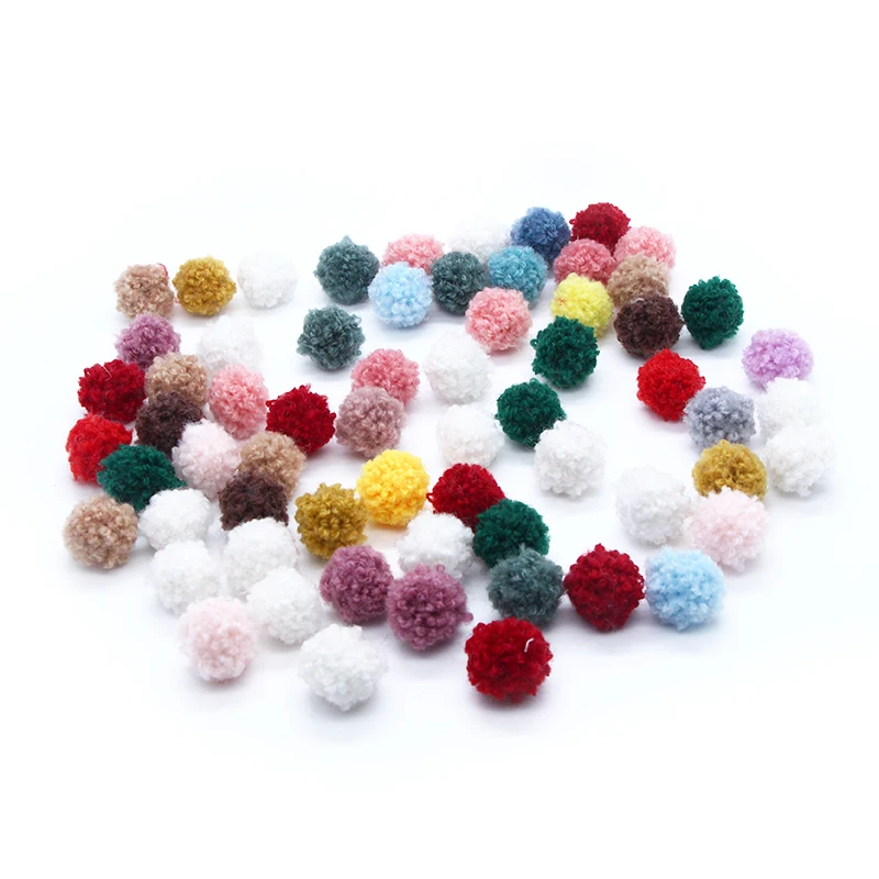 50-100Pcs/Lot 15mm Multicolor Teddy Fluffy Pom Plush Balls MINI Fringe Knitted Wedding DIY Craft Headwear Kids Hair Accessories