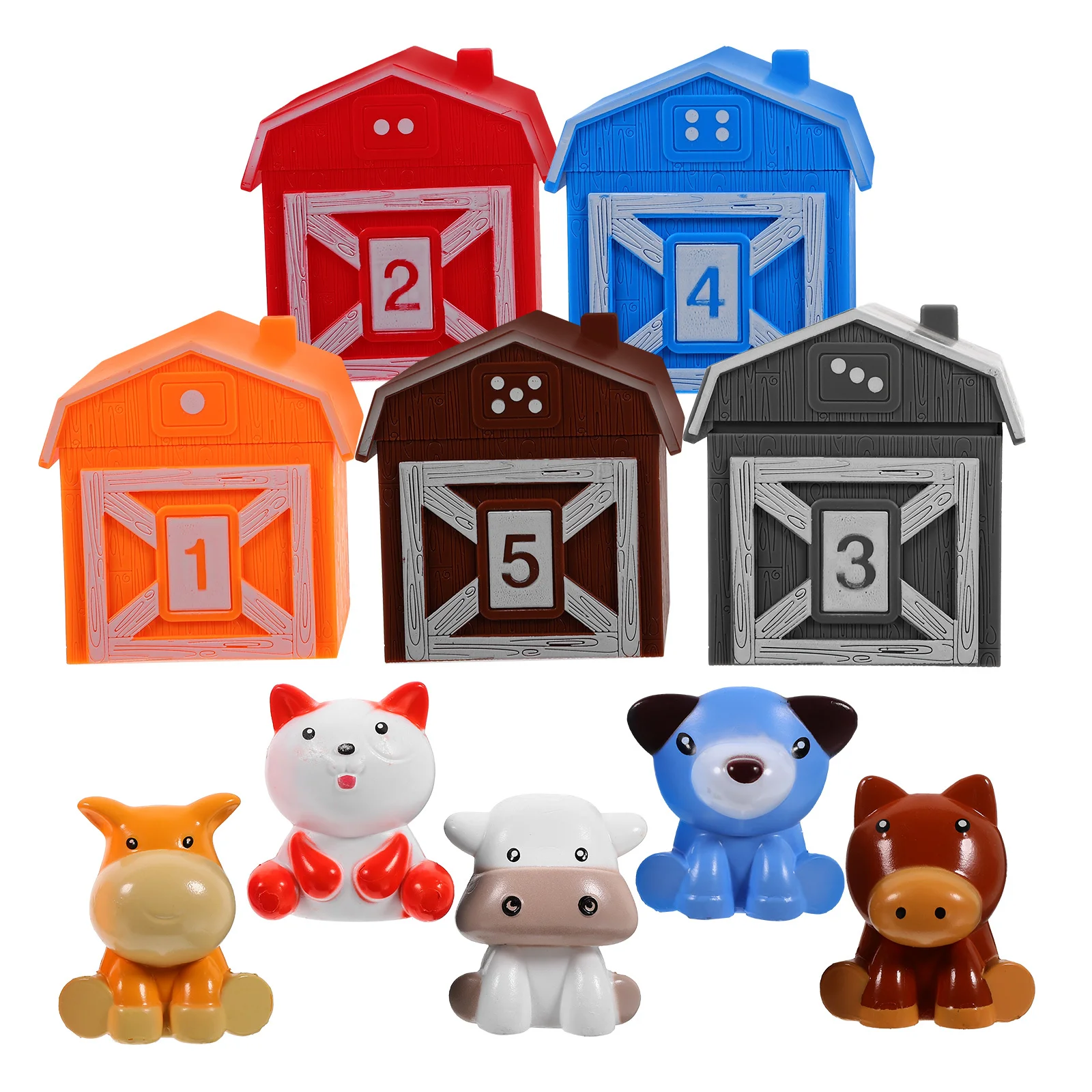 หุ่นนิ้วสัตว์ 5 ชิ้น หุ่นนิ้วการ์ตูนสีสันสดใสสำหรับเด็กเล็ก เล่นสมมติ เล่านิทาน เกมพ่อแม่ลูก บ้านสายรุ้ง