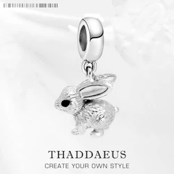 Authentic 925 Sterling Silver Elegance Lovely Rabbit Pendant Charm Cute Gift For Women Diy Fashion Jewelry