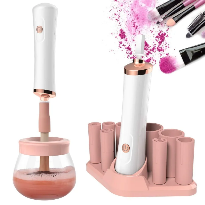 

Electric Cosmetic Automatic Brush Spinner with 8 Size Rubber Collars Makeup Brush Cleaner and Dryer Machine