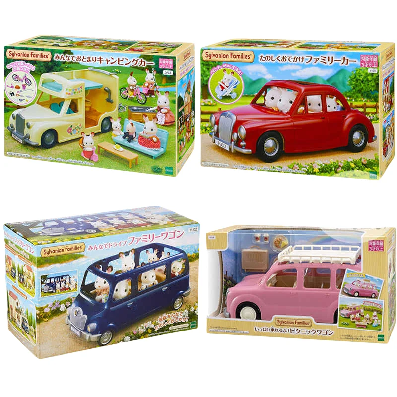 Anime Sylvanian Families Figures Picnic Series Picnic Wagon Camper Set Doll Figrues Room Ornaments Christmas Flocking Toy Gift