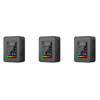 A96I-3X 5 In 1 Air Quality Monitor TVOC HCHO Temperature Humidity CO2 Meter, USB Rechargeable CO2 Detector Black