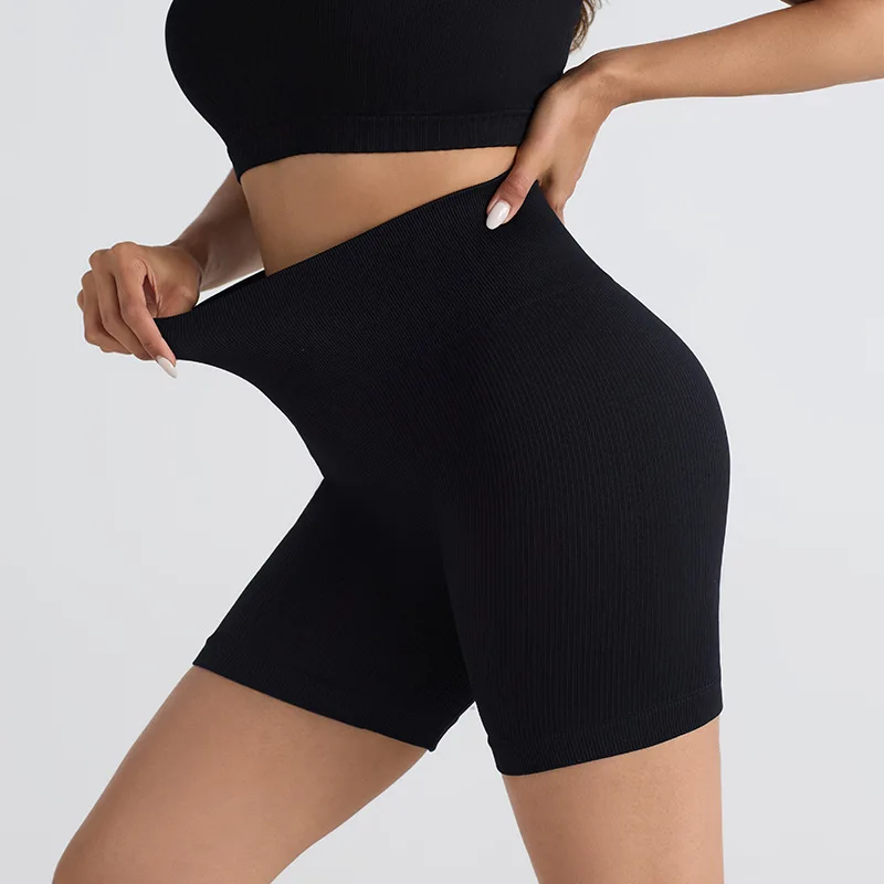 Seamless Gym Sexy Shorts Woman Summer Sport Fitness Shorts Thread Striped Skinny Activewear Running Compression Shorts