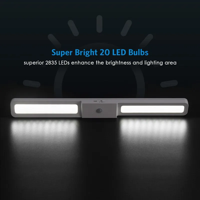 Veilleuse à capteur de mouvement PIR infrarouge aste par USB, lampe pour armoire, Cisco, garde-robe, escalier, cuisine, chambre à coucher, 20 LED