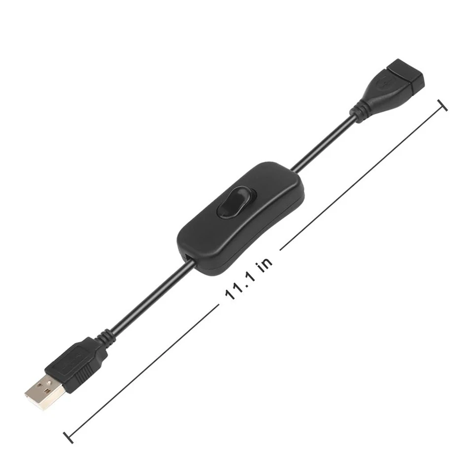 2 szt. 0.3M kabel USB męski do siła żeńska z włącznikiem/wyłącznikiem przedłużającym do rejestrator jazdy wentylator USB lampa biurkowa LED