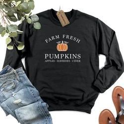 New Women's Fall Sweatshirt Farm FreshPumpkin Sweatshirt Vintage pumpkin Patch Halloween crewneckpullover Sweatshirt 100% cotton