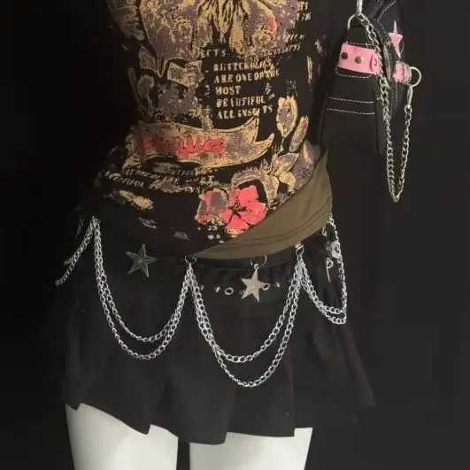 Gagarich Vintage Printed Hanging Neck Strap Two Piece Color Contrasting Short Sleeve Women Retro Spicy Girl Top