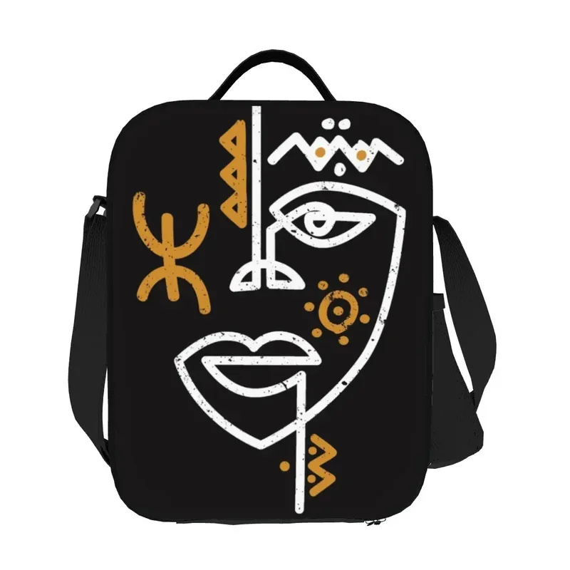 Bolsa de almuerzo personalizada Berber Tifinagh Z Imazighen Face para mujer, fiambrera con aislamiento térmico para escuela de estudiantes