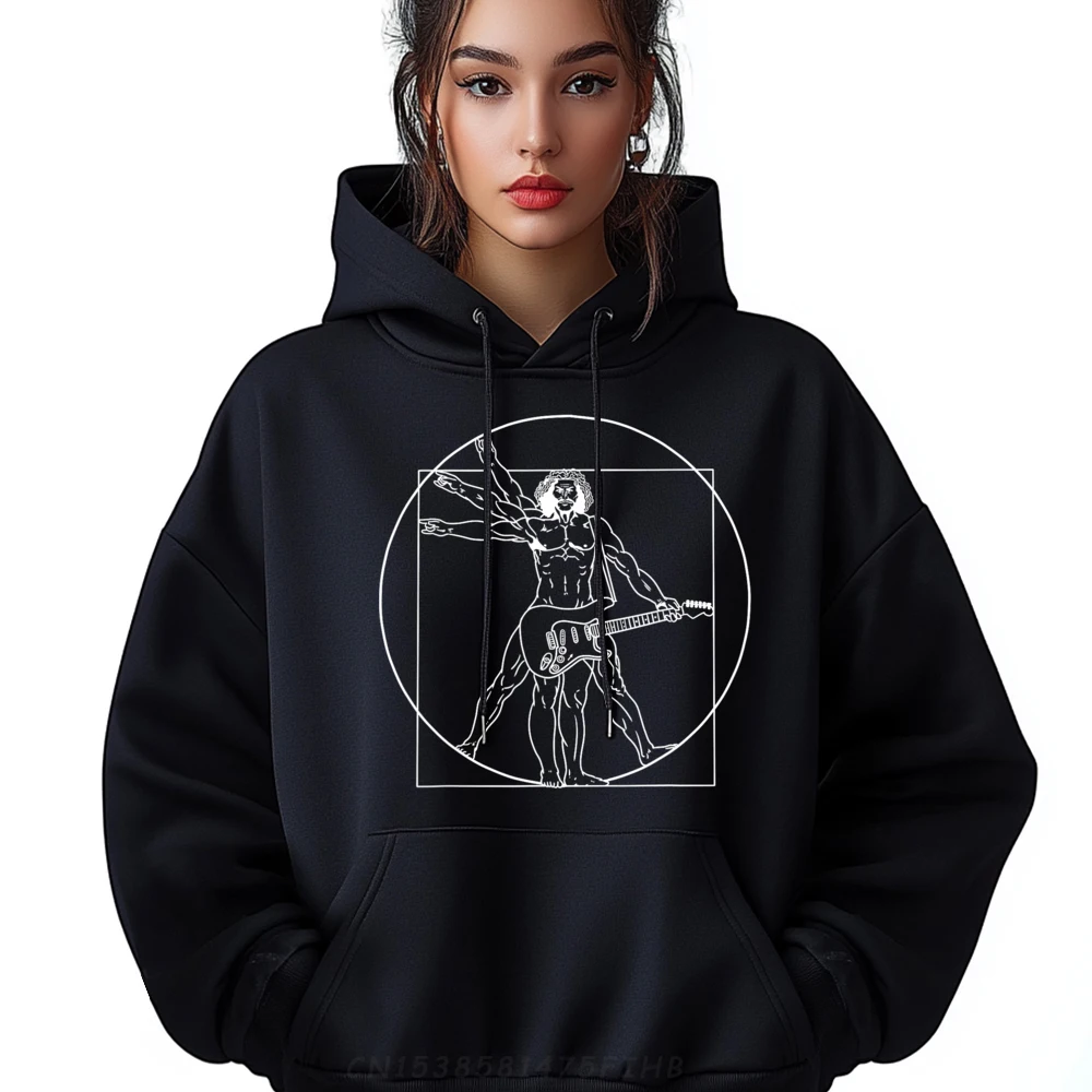 

Guitar Hoodie Da Vinci Vitruvian Man Guitar Player Musicians Funny Pullover Hoodies Men Men's Sweatshirts Korean