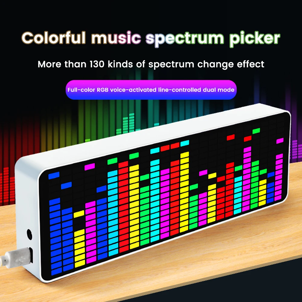 Dazzling RGB Rhythm Pickup LED Music Spectrum Rhythm Display Voice Control Level Indicator Atmosphere Light Electronic Clock