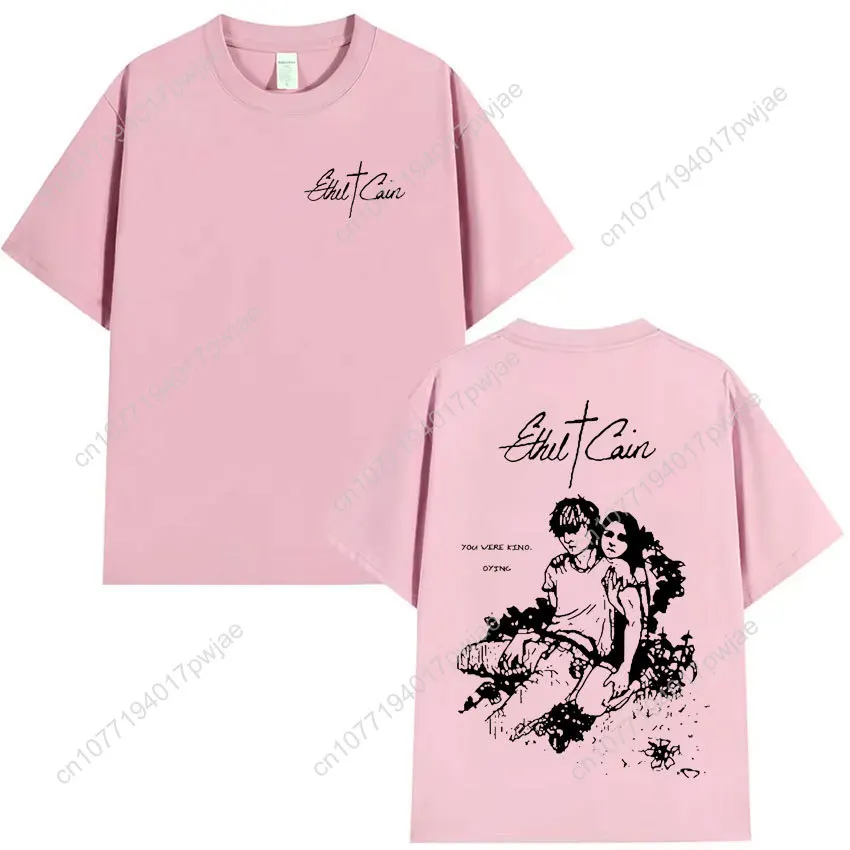 Ethel Cain 클래식 팝 그래픽 프린트 티셔츠 남성 고딕 캐주얼 반소매 티셔츠 여름 유니섹스 코튼 오버 사이즈 티셔츠 탑스
