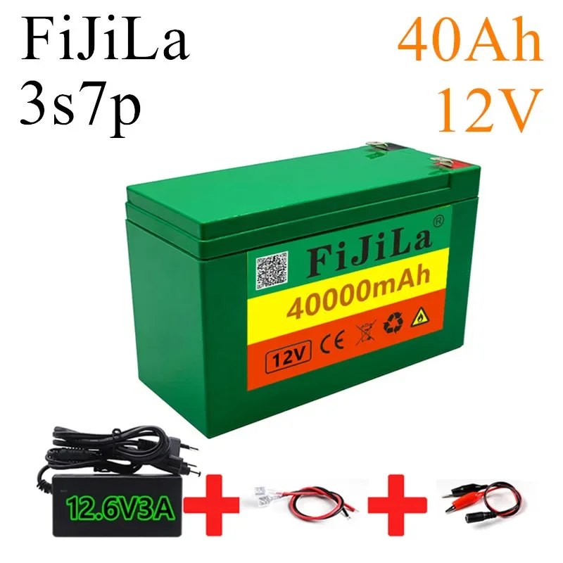 12V 40Ah 3S 7P 18650 Lithium Battery Pack 12.6 V 3A Charger, Built-in 40Ah High Current BMS, Used for Sprayer, 12V Power Supply