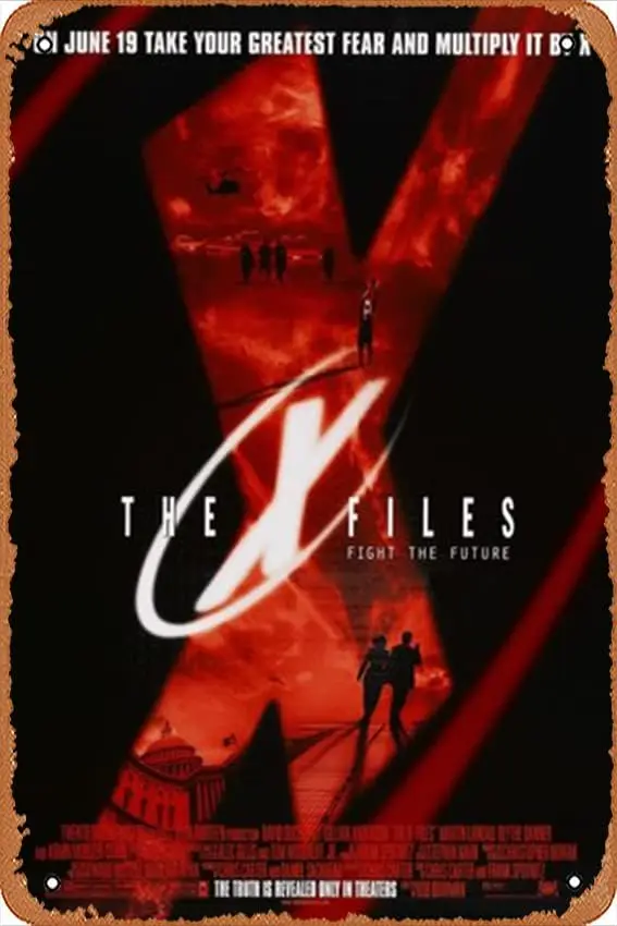 The X Files Movie Poster Decoration Family Restaurant Bar Cafe Wall Retro Decoration Sign Tin Logo 12x8 Inch sign