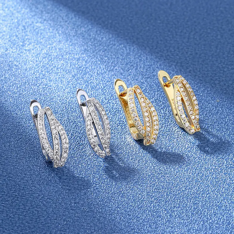 

925 Sterling Silver Earrings For Women Round Zircon Earrings Sparkling Party Wedding Jewelry Gift Accessories