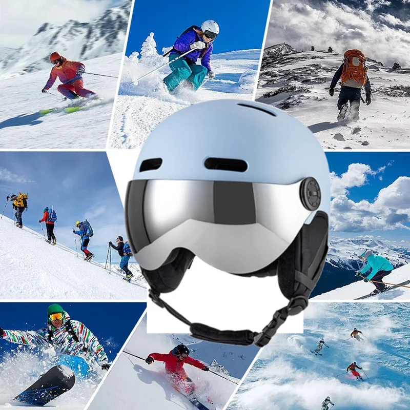 M[55-58CM]Ski Helmets Windproof Snow Sports Helmet With Ear Protection Protective Helmet Skateboard Snowboard Easy To Use