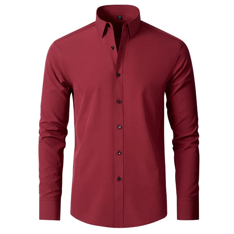 

New men's elegant business formal shirt - black button design - long sleeves - fitted style - suitable for both business and cas