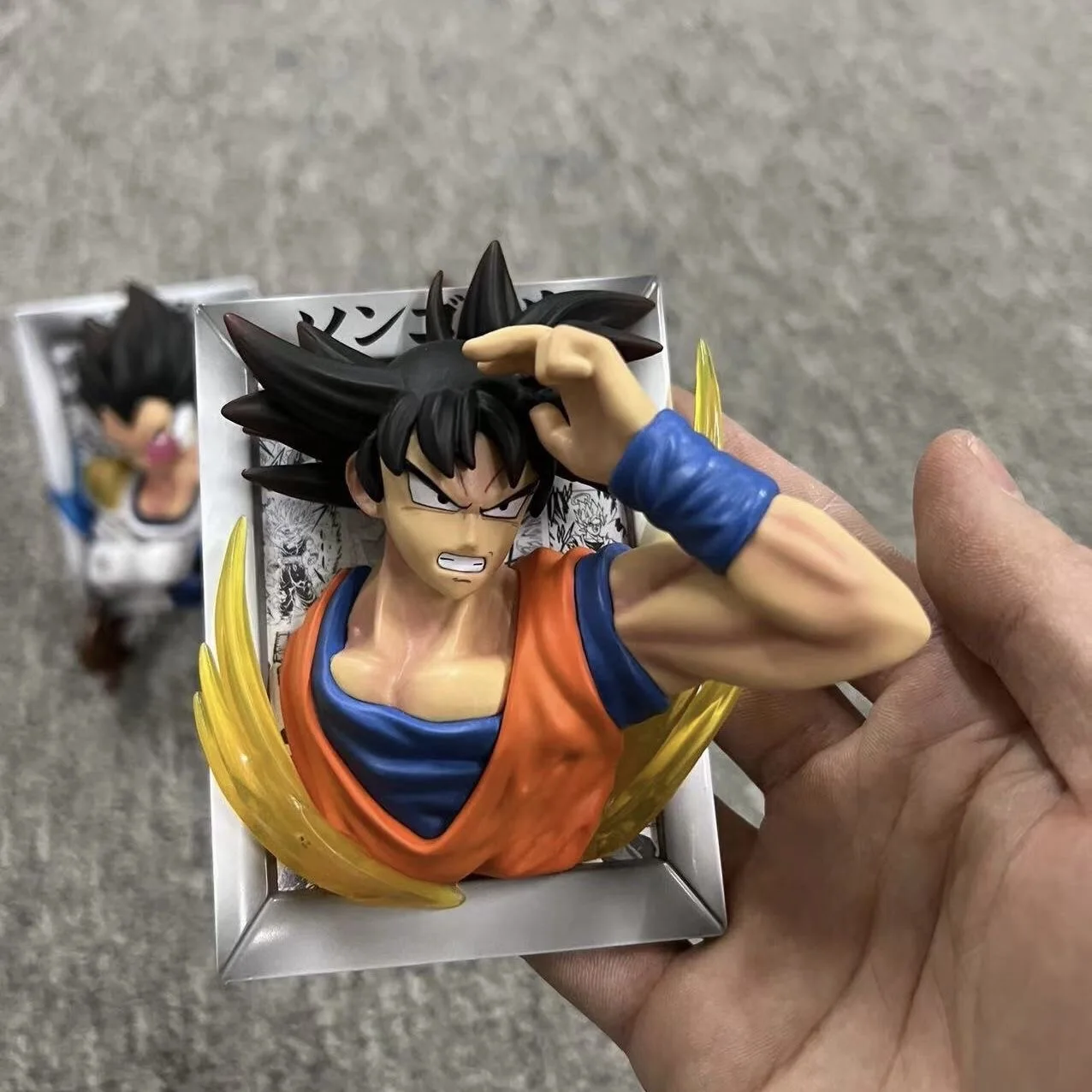 Dragon Ball Anime Action Figure, Son Goku, 3D Photo Frame Estátua, Vegeta IV Modelo, Ornamentos de Mesa, Presentes de Brinquedo Infantil, 10cm