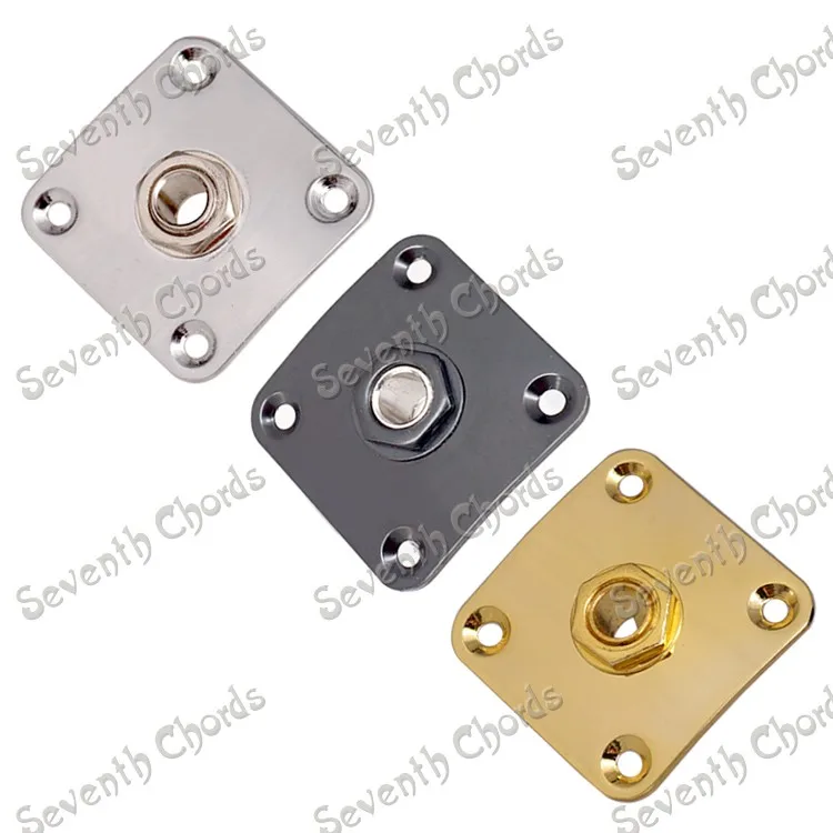 3 Pcs 35MM*35MM Metal Square Jack Plate Jackplate and Jack Socket for Mono LP Electric Guitar  - Chrome - Black - Gold