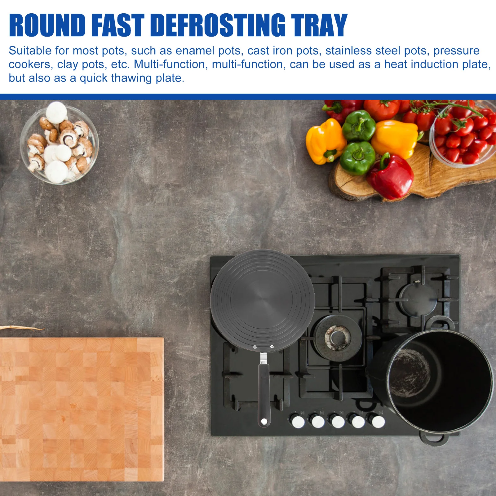 

Premium Aluminum Stove Thawing Plate Heat Diffuser Round Fast Defrosting Tray for Steaks Chicken Pork Chops Multi-Functional